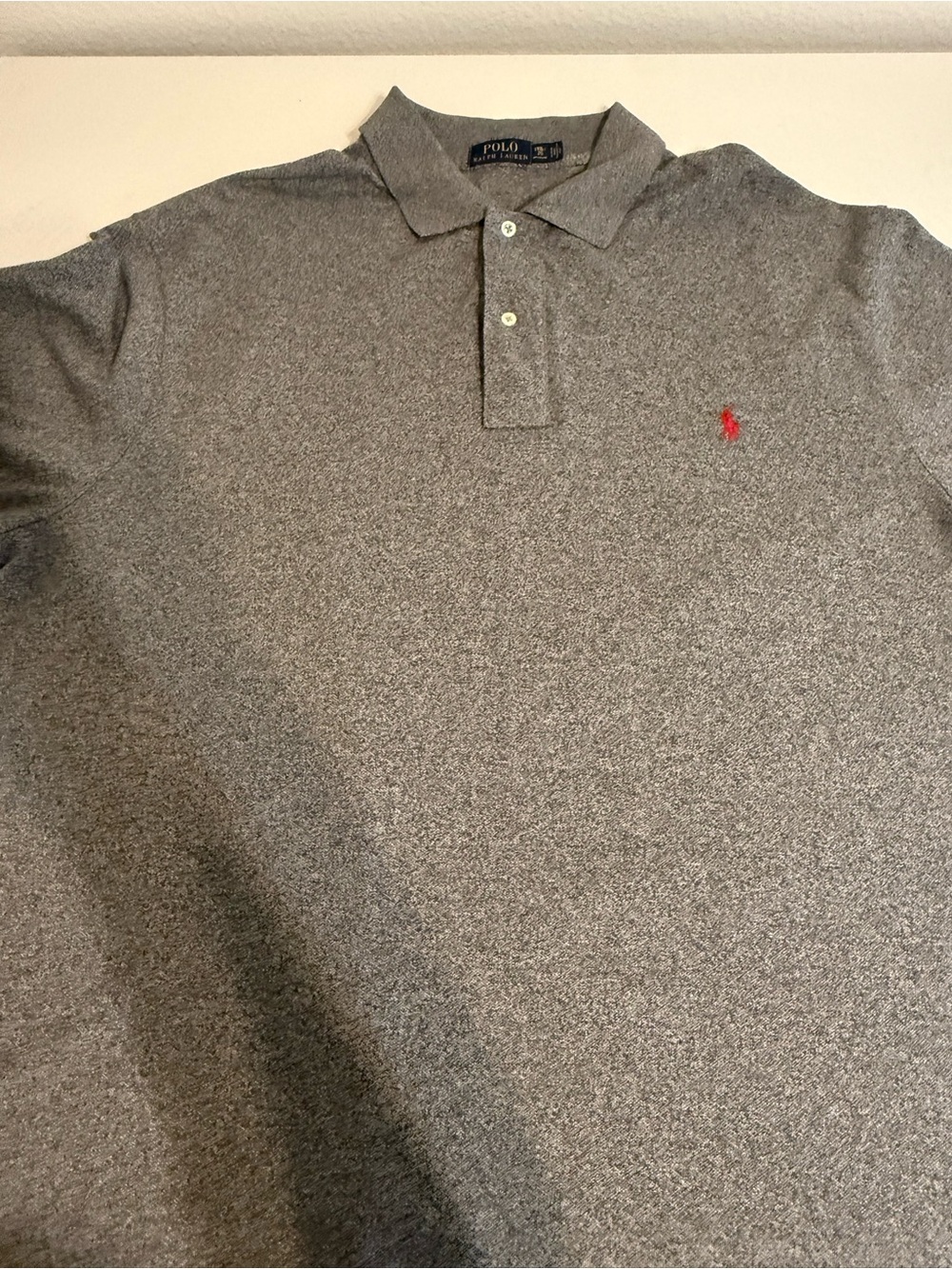 Polo by Ralph Lauren Gray Heather Polo with Red Pony Embroidery